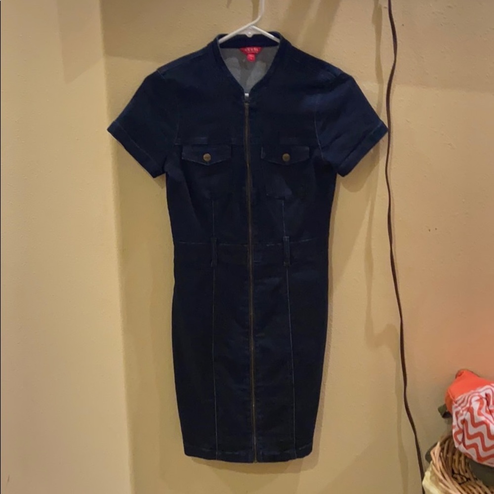 Guess denim zip up dress